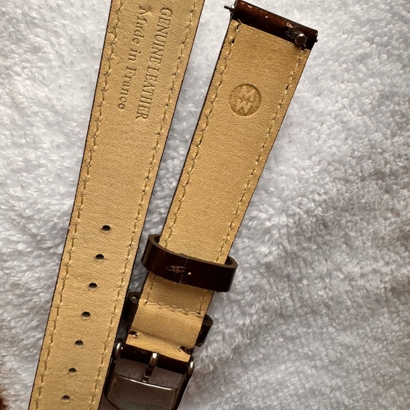 MICHELE - 16mm genuine leather watch band made in France. Brown patent leather. - Picture 2 of 3